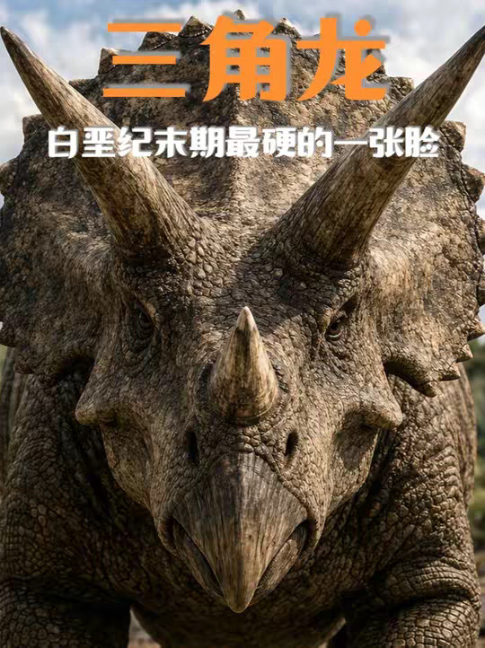 白垩纪末期最硬的一张脸 三角龙，可能是大众最熟悉的恐龙之一。可真正的三角龙，比“长了三根角的食草龙”复杂得多。它活在恐龙时代最后的舞台中央，和霸王龙共享同一片大陆；它的角不只是武器，也可能是同类竞争和展示的信号；它的头盾不只是盔甲，更是进化一路堆叠出来的重装结构。本期视频，将带你重新认识这头末代巨兽：从化石发现到科学研究，从体态特征到生存策略，再到它如何在那个即将终结的时代里，活成最硬的一张脸。