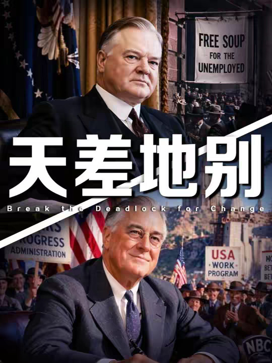 从寒门孤儿到悲情总统，胡佛与罗斯福的较量，藏着大萧条的解药