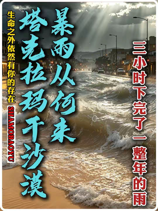 塔克拉玛干突发暴雨真相惊出冷汗，3小时倾盆而下一整年的雨！