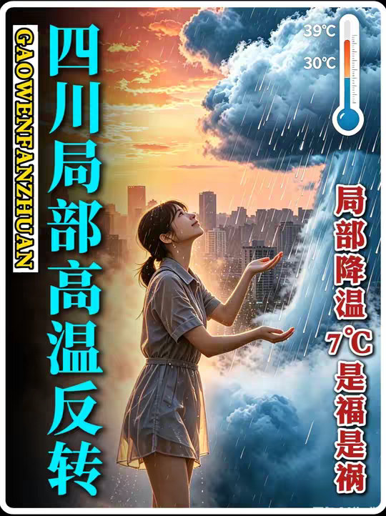 四川局部高温39℃最后的疯狂！24号将迎来大反转，暴降7度。