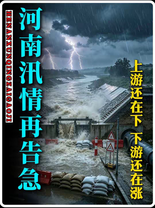 河南洪水防御应急响应升至二级！上游还在下，下游还在涨。
