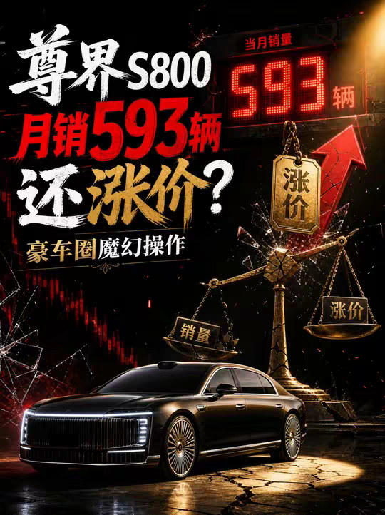 尊界S800月销593辆还涨价？豪车圈魔幻操作 从月销4376辆暴跌至593辆，国产百万豪车尊界S八百却反其道而行，推出138.8万新车！华为技术加持，江淮制造，为何难敌迈巴赫？质量问题频出，粉丝控评引争议，这场高端化豪赌能否翻盘？